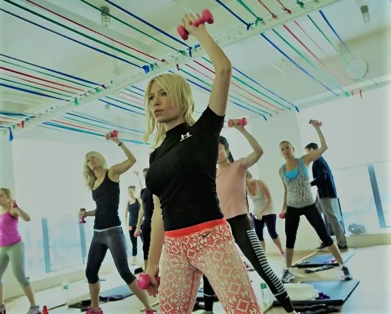 Tracy Anderson, center, teacher a fitness class in New York.